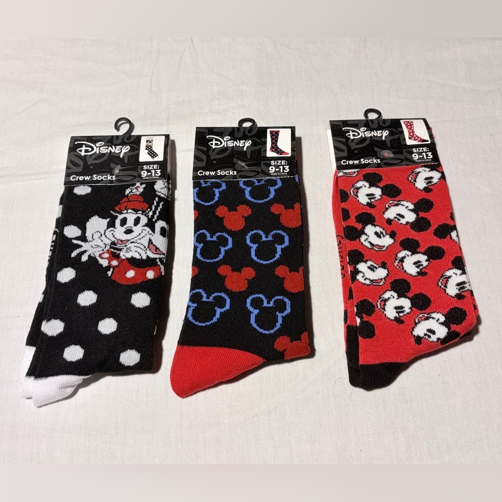 Disney Mickey and Minnie Polka Dot Socks Trio